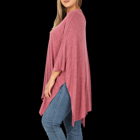 Rose Oversized V-Neck Poncho Sweater - Picture 4 of 4